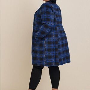 Blue and Black Plaid Coat